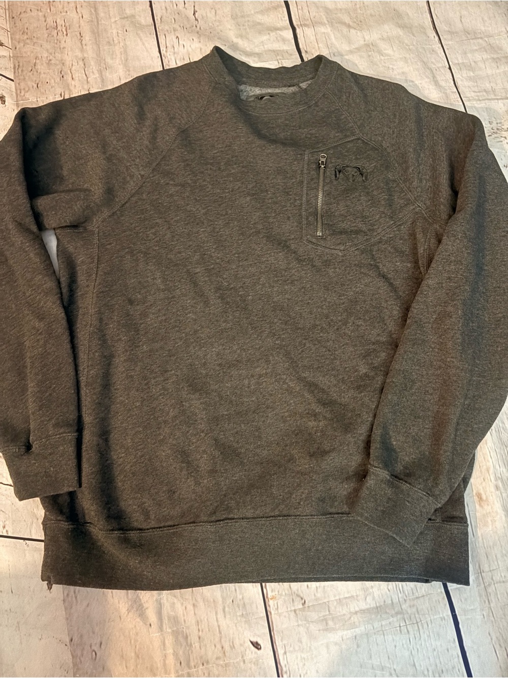 KUIU Men's Dark Charcoal Crewneck Sweater with Zip Chest Pocket nwot med